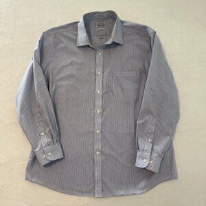 Eagle‎ Long Sleeve Button Down Purple/White Striped 17 neck 32/33 non Iron